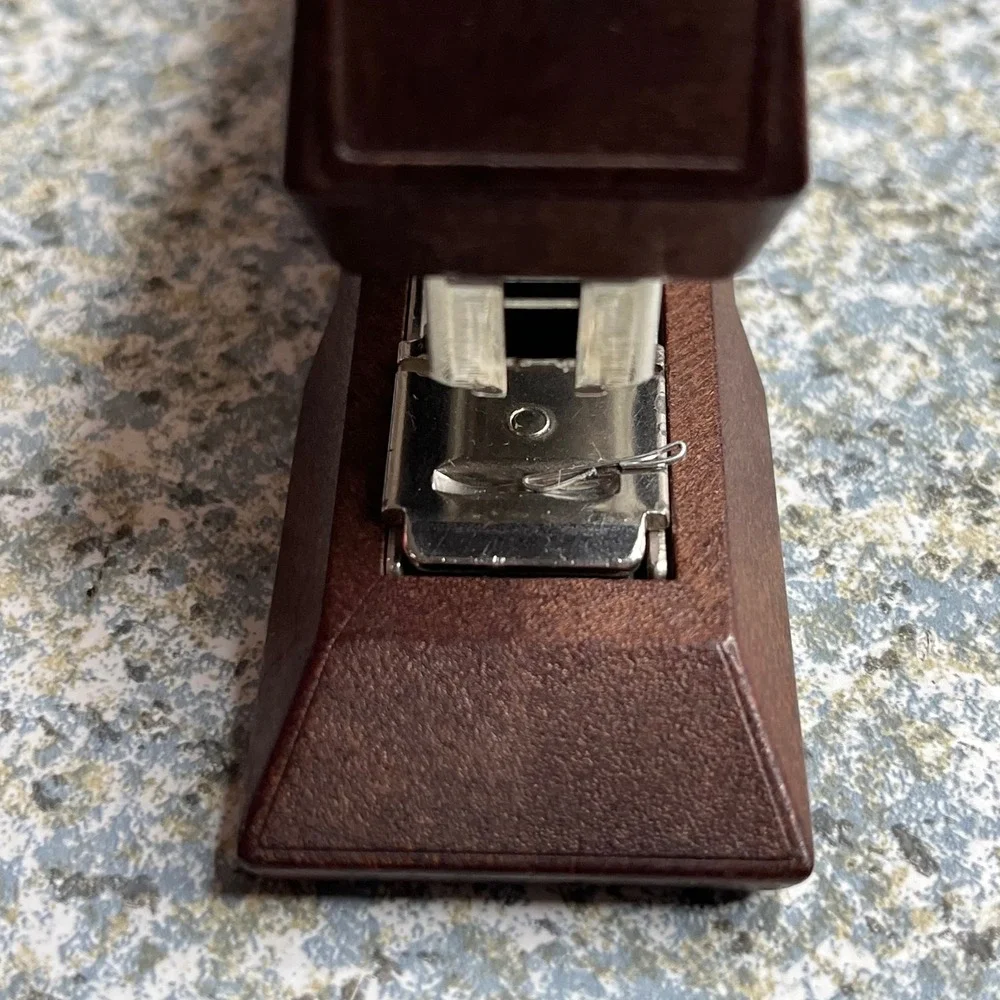 Faber-Castell Stapler FC-17 Brown WoodGrain Finish Vintage Office Made in Sweden